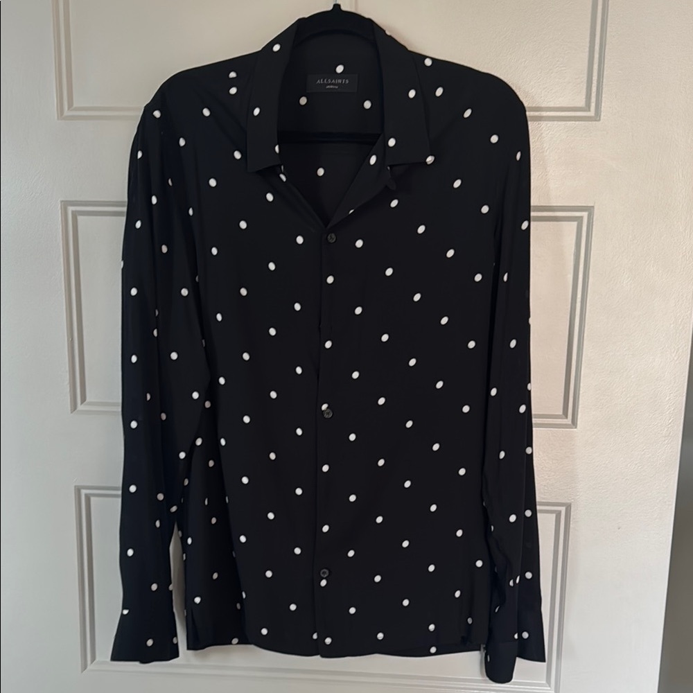 AllSaints Black Polka Dot Shirt